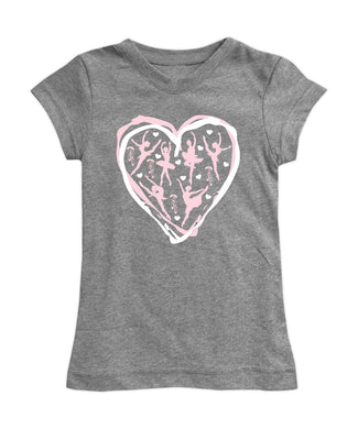 Heather Gray Ballet Dancer Heart Fitted Tee