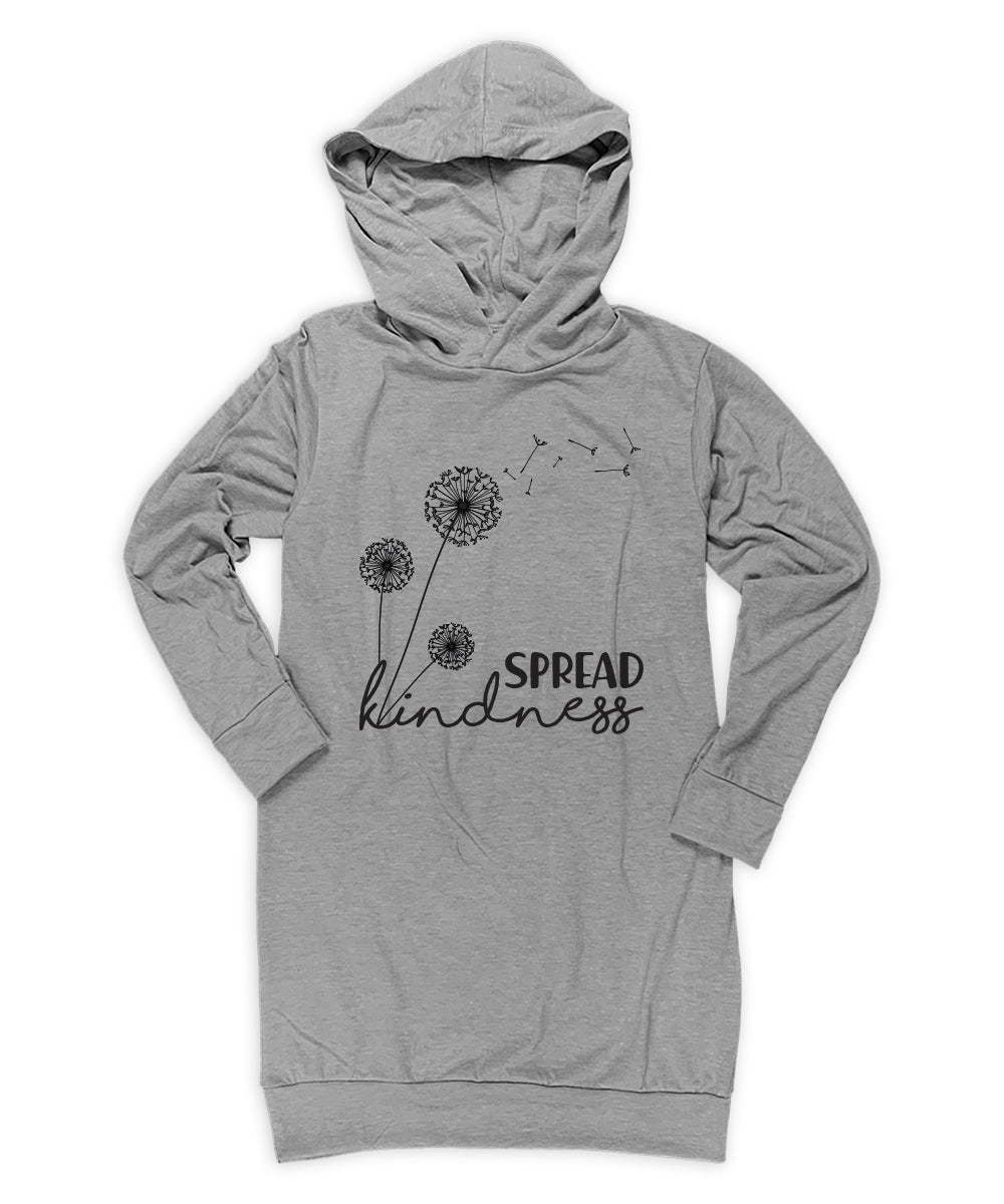 Spread Kindness (Dandelion Flowers) Lightweight Hoodie Dress