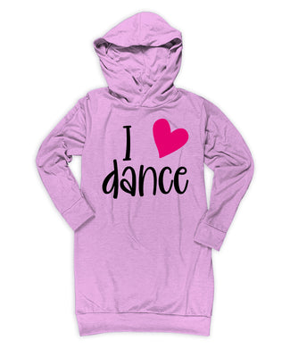 Mauve 'I love dance' Hoodie Dress