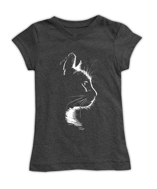 Charcoal Cat Silhouette Fitted Tee
