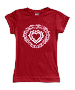 Red Tie Dye Heart Fitted Tee