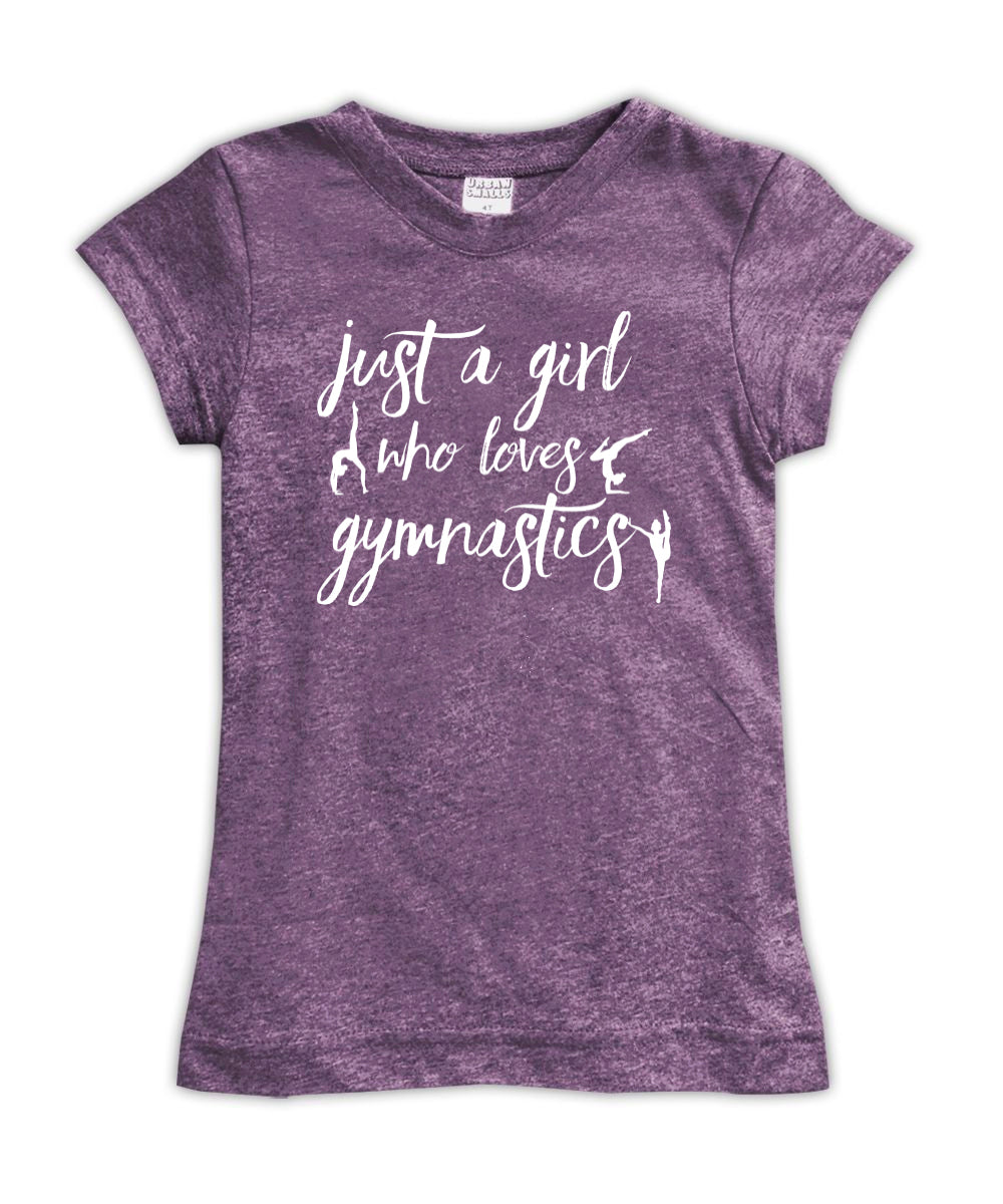 Purple 'Just a girl who loves gymnastics' Fitted Tee