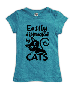 'Easily Distracted by Cats' Fitted Tee