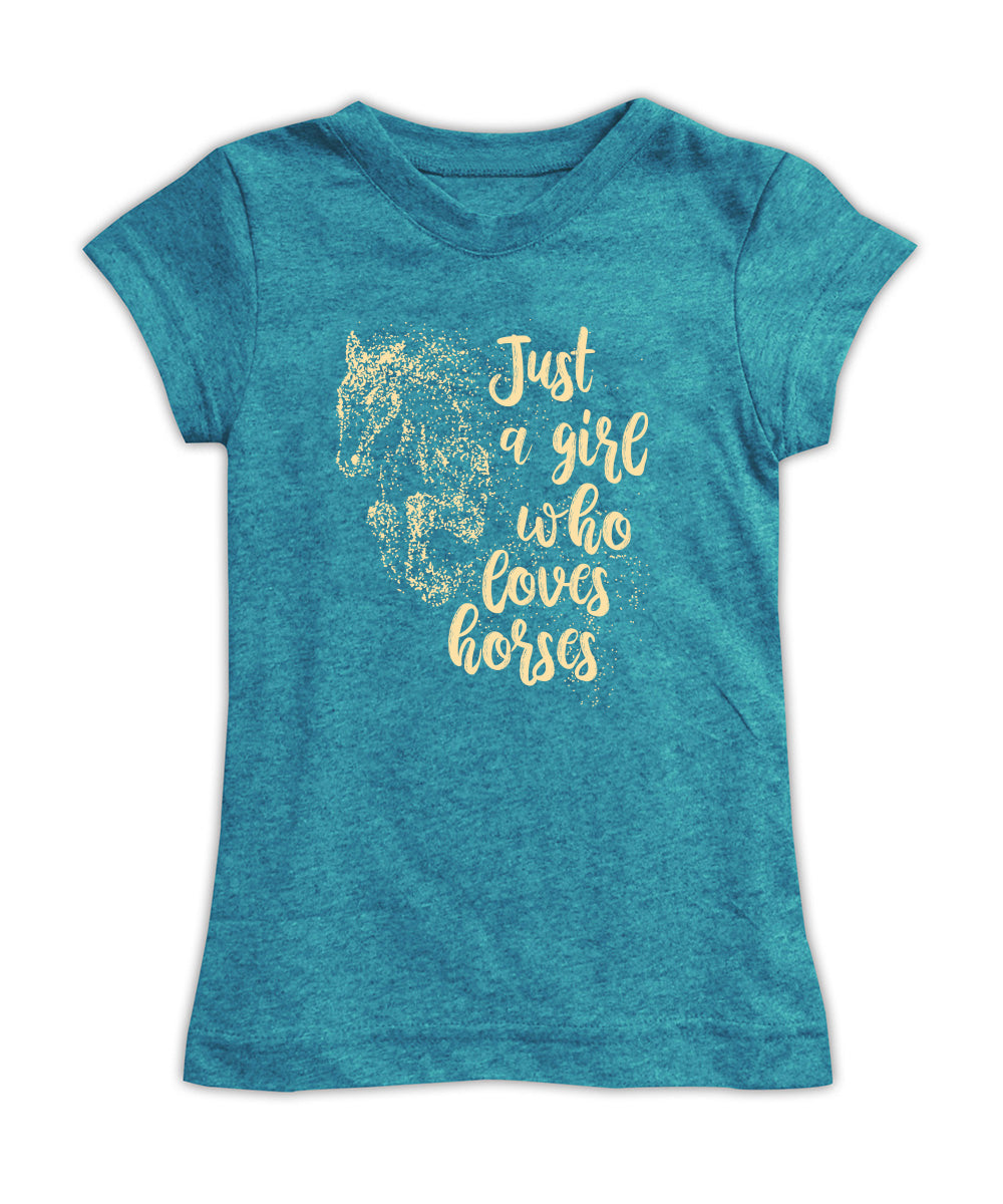 Aquamarine 'Just a girl who loves horses' Fitted Tee