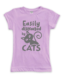 'Easily Distracted by Cats' Fitted Tee