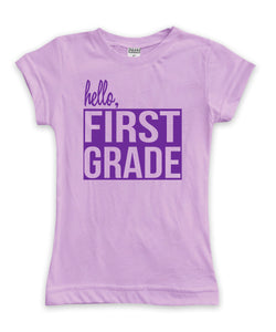 'Hello First Grade' Fitted Tee