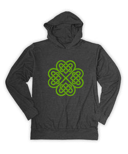 Heather Gray Celtic Clover Lightweight Hoodie