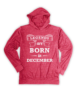 Heather Red 'Legends are Born in December' Lightweight Hoodie