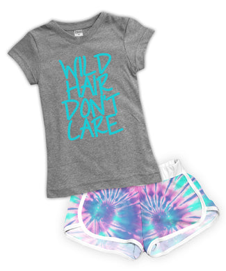 'Wild Hair Don't Care' Fitted Tee & Shorts Set
