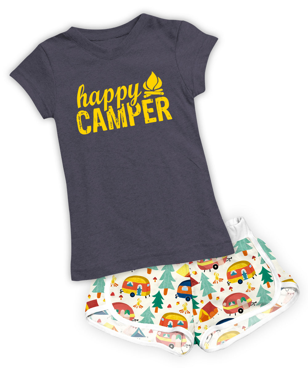 Happy Camper Fitted Tee & Shorts Set