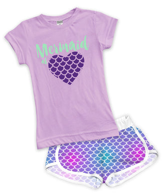 Mermaid at Heart Fitted Tee & Shorts Set