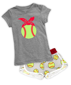 Bandana Softball Fitted Tee & Shorts Set