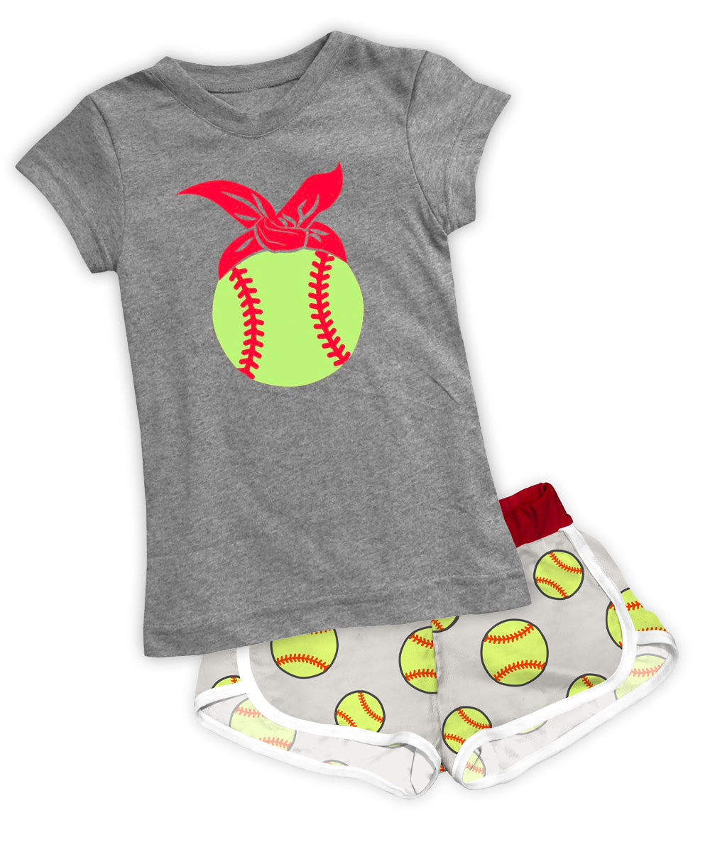 Bandana Softball Fitted Tee & Shorts Set