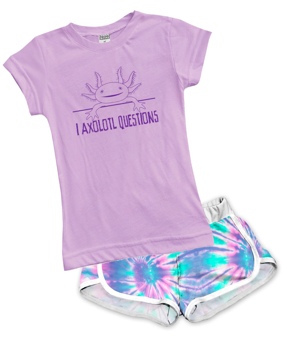 'I axolotl questions' Fitted Tee & Shorts Set