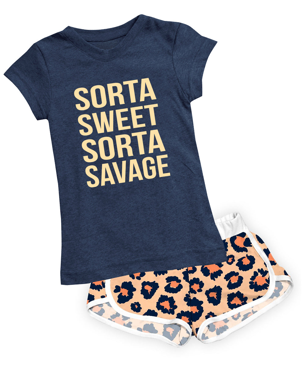 'Sorta Sweet Sorta Savage' Fitted Tee & Shorts Set