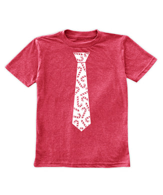 Heather Red Candy Cane Tie Tee