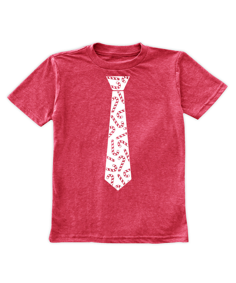 Heather Red Candy Cane Tie Tee