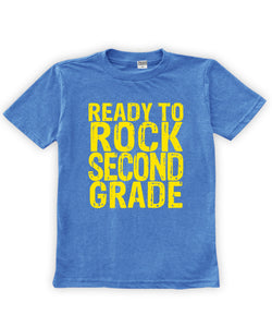 Heather Blue 'Ready to Rock Second Grade' Tee