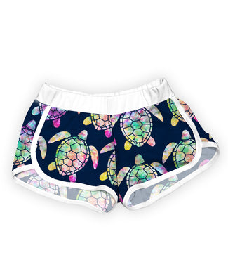 Navy and Pastel Tie-Dye Turtles Shorts