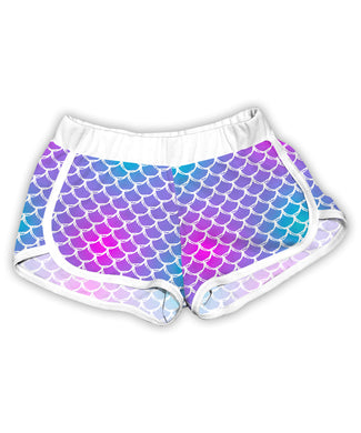 Aqua & Purple Ombré Mermaid Scale Shorts