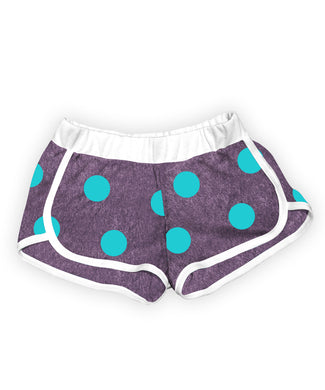 Purple & Aqua Polka Dot Shorts