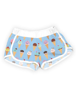 Light Blue Happy Ice Cream Cones Shorts