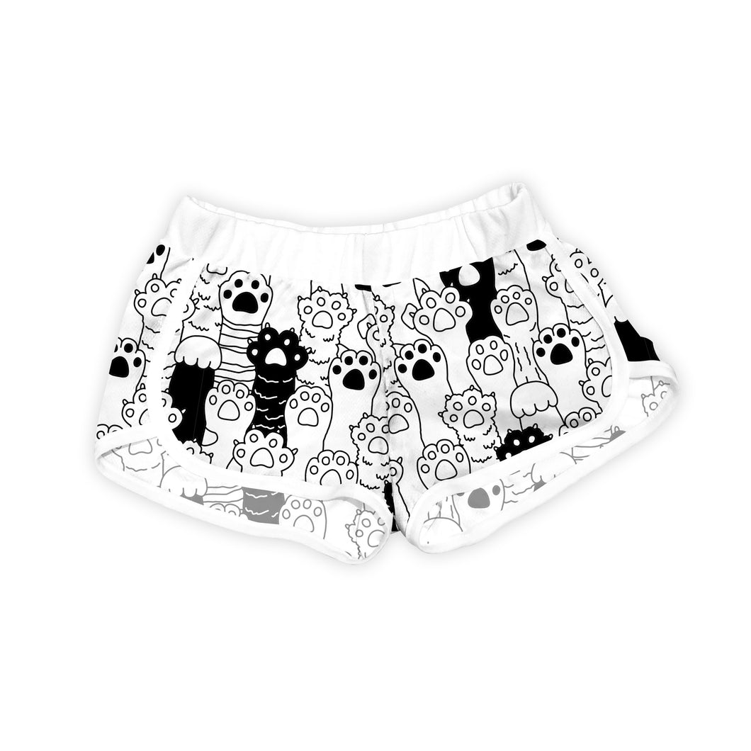 Black & White Cat Paws Shorts