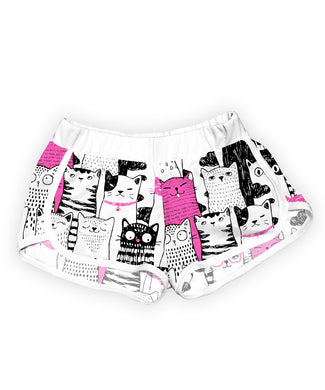 Pink, Black and White Cute Cats Shorts