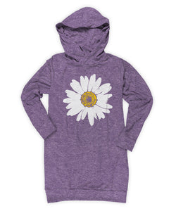 Heather purple daisy lightweight hoodie dress