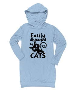 Blue easily distracted by cats hoodie dress