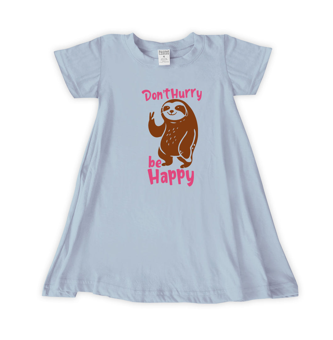 Don't hurry be happy sloth t-shirt dress