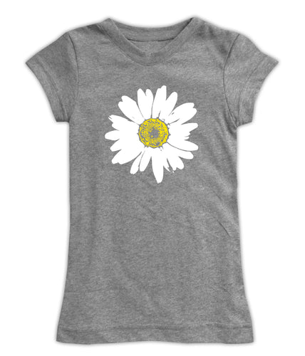Heather gray daisy girls graphic tee