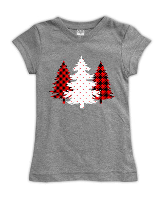 Heather Gray Winter Trees Fitted Tee