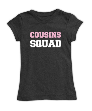 Charcoal cousins squad girls graphic tee
