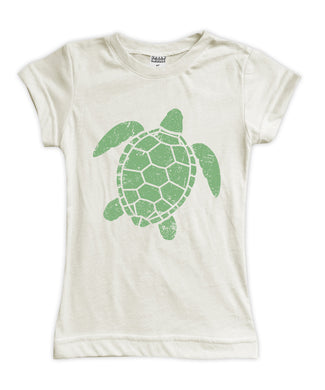 Cream turtle girls graphic tee