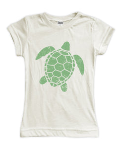 Cream turtle girls graphic tee