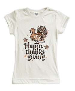 Cream 'Happy Thanksgiving' Fitted Tee