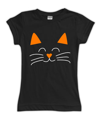 Black Kitty Face Fitted Tee