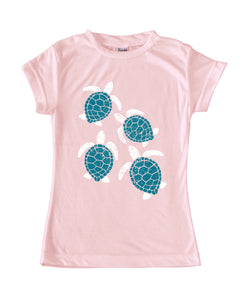 Pink Baby Turtle Flurry Fitted Tee