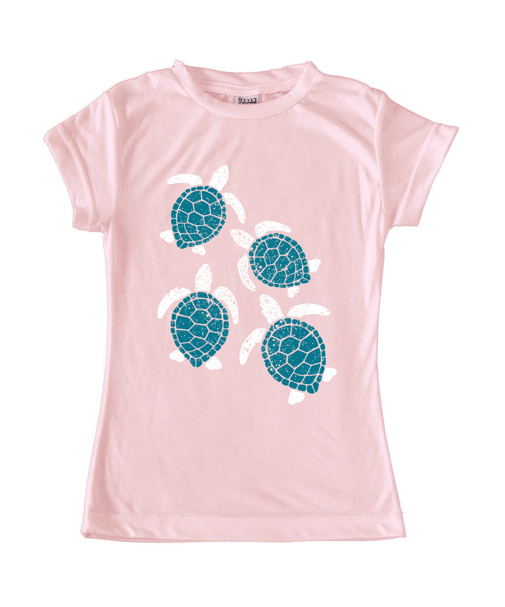 Pink Baby Turtle Flurry Fitted Tee