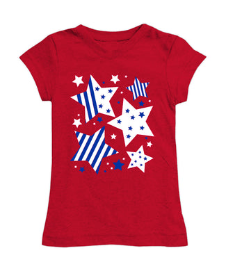 Red USA Flag Stars Fitted Tee
