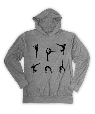 Heather gray gymnasts lightweight graphic hoodie