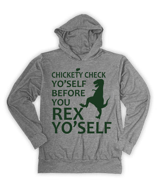 Chickety check yo self gray unisex graphic hoodie
