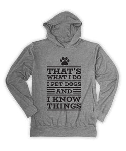 Heather gray I pet dogs lightweight hoodie