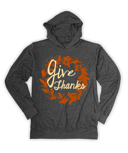 Heather Charcoal 'Give Thanks' Lightweight Hoodie