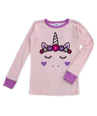 Pink & Purple Unicorn Long-Sleeve Pajama Top