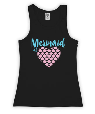 Black mermaid at heart tank top
