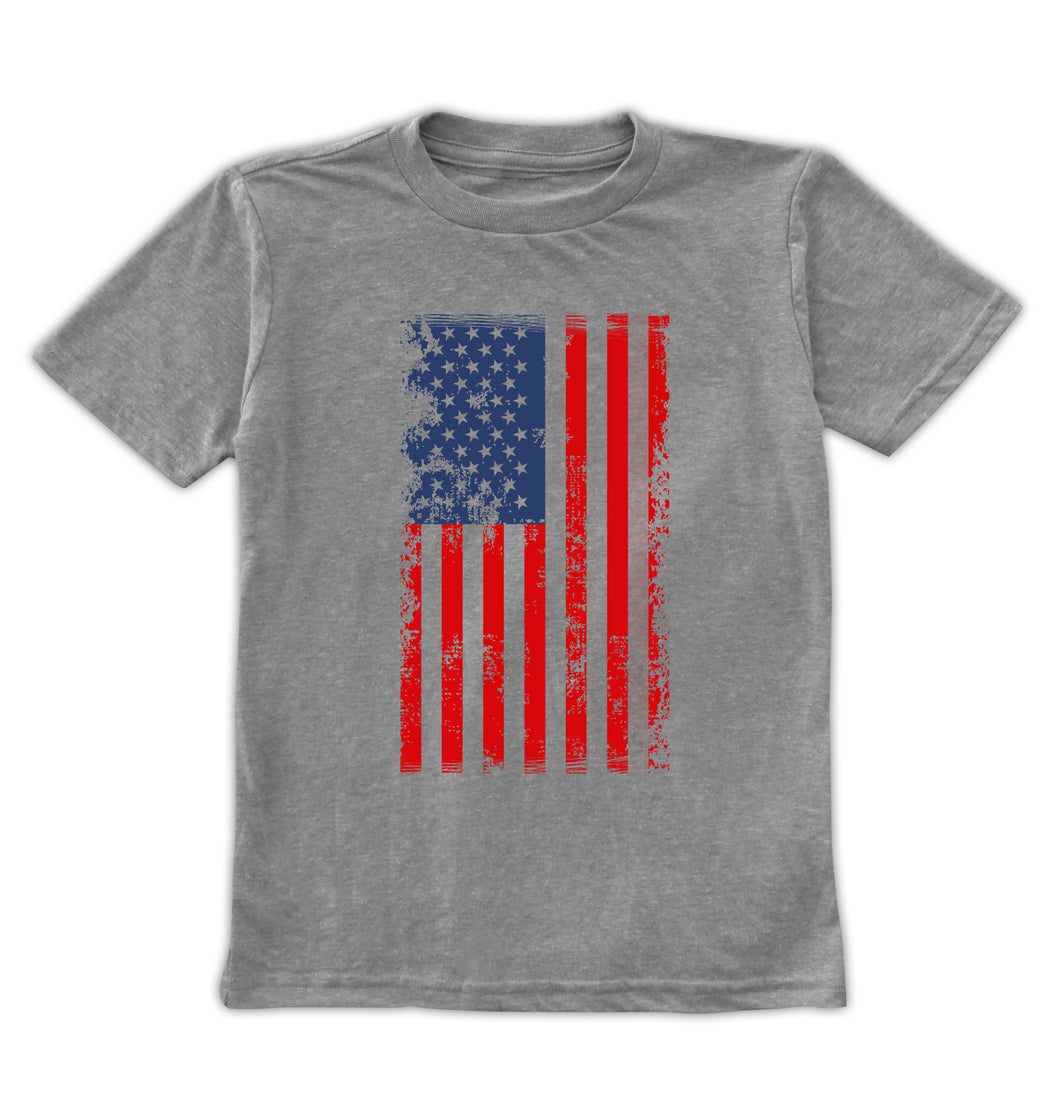 Heather Gray Weathered American Flag Tee