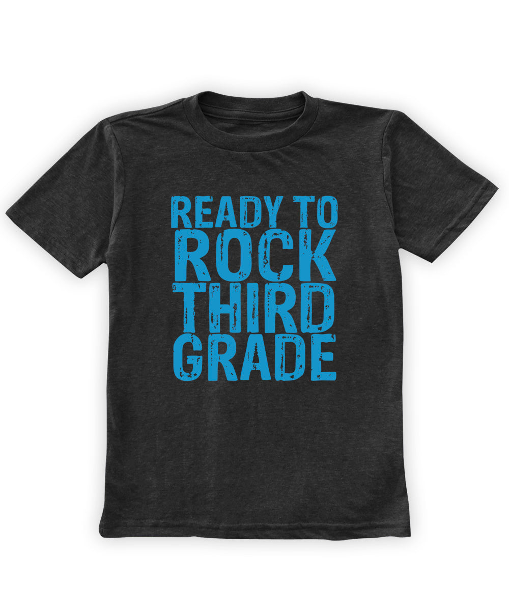 Charcoal ready to rock third grade graphic tee