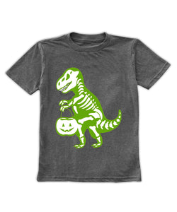 Heather Charcoal Trick-or-Treat T-Rex Tee